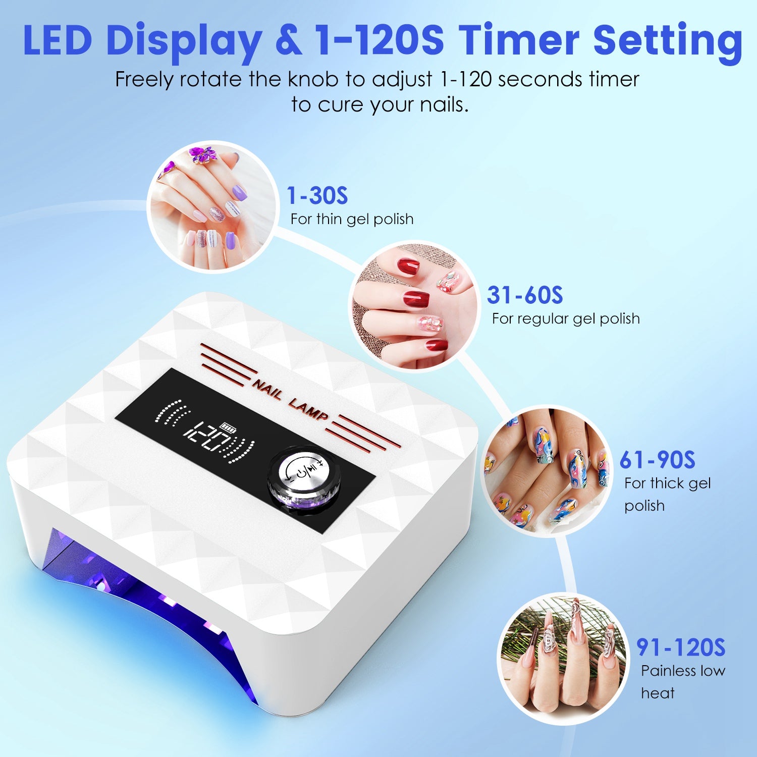 120W Cordless UV Nail Lamp – Rechargeable Gel Curing Light - Opaline Glam Beauty
