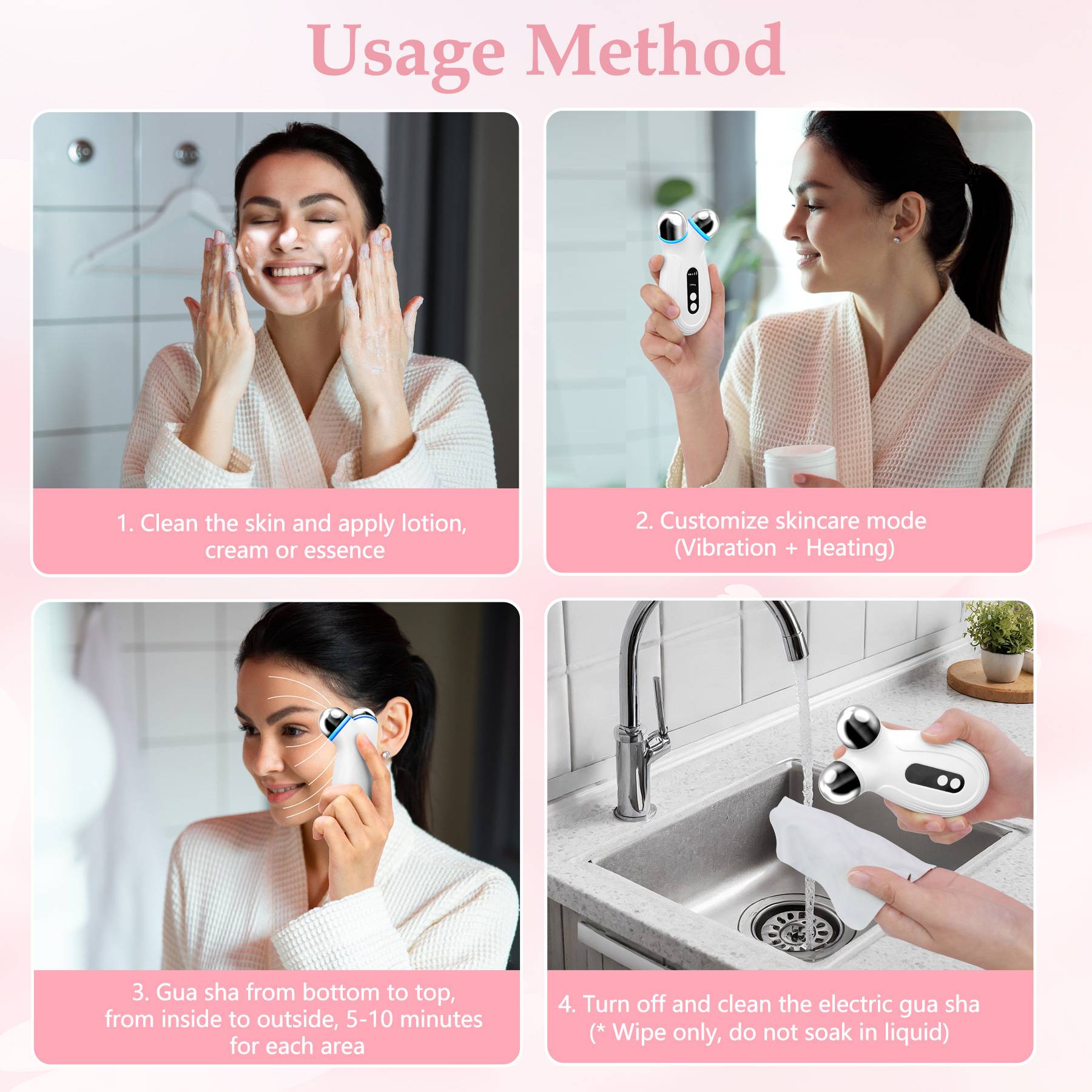 Anti Aging And Wrinkles Microcurrent Facial Device, Boost Skin Care Absorption - Opaline Glam Beauty