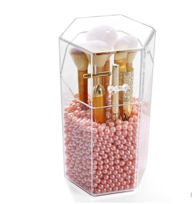 Transparent acrylic makeup brush storage bucket - Opaline Glam Beauty