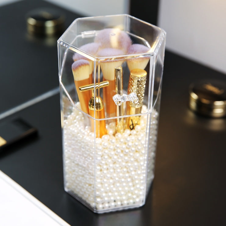 Transparent acrylic makeup brush storage bucket - Opaline Glam Beauty