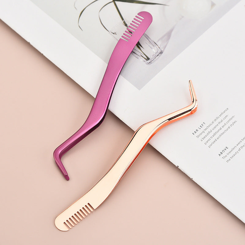 Eyelash With Comb Aid Metal Tweezers Beauty Tools - Opaline Glam Beauty