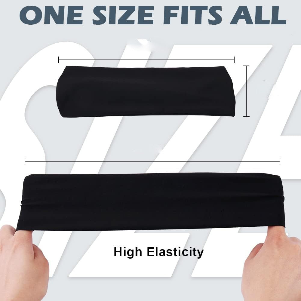 Sports Headbands For Men & Women -5 Pack, Wicking Sweatbands, Elastic Non Slip Sweat Bands