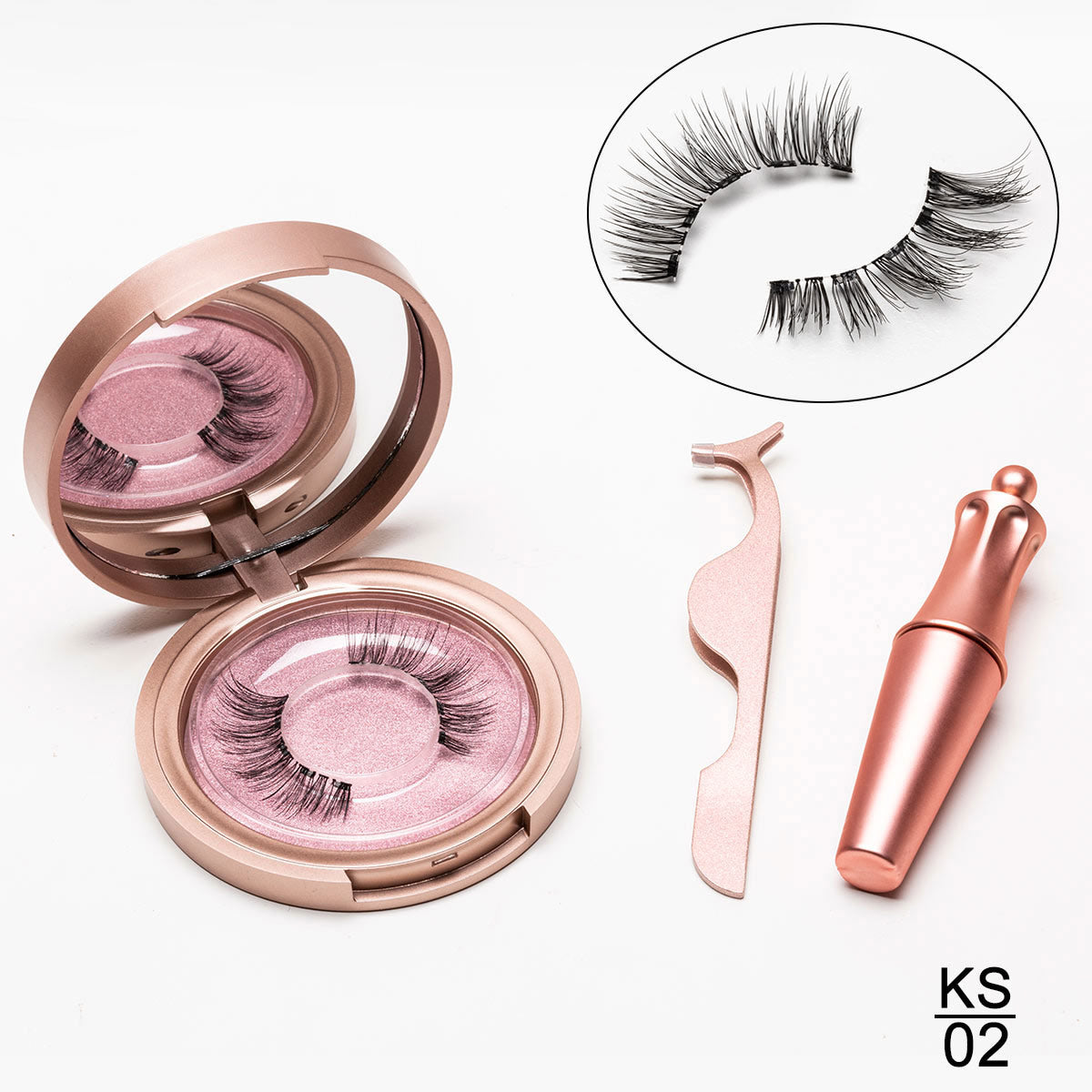 Natural Long Lasting Magnetic Liquid Eyeliner & Magnetic False Eyelashes & Tweezer Set Make up Set - Opaline Glam Beauty