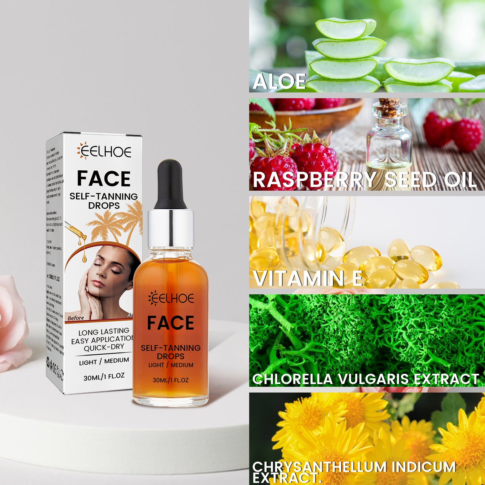EELHOE Facial Tanning Essence For Achieving A Natural And Stylish Wheat Color - Opaline Glam Beauty