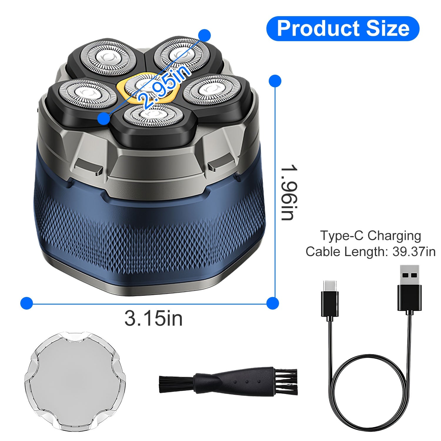 1Pc Cordless Electric Head Shaver For Men 6D Magnetic Floating Head Bald Man - Opaline Glam Beauty