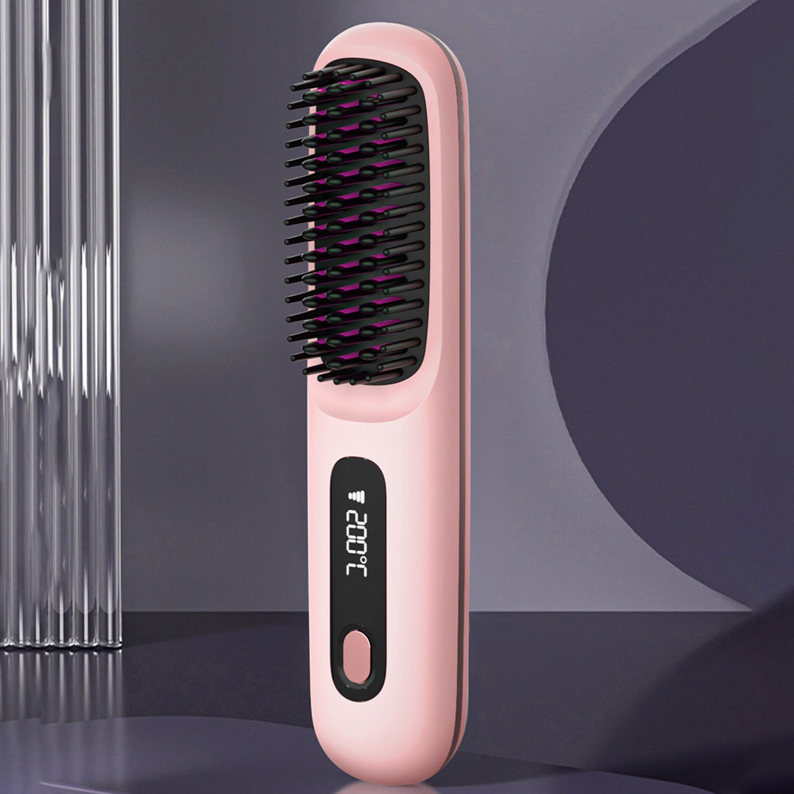 S7 Portable Cordless Hair Straightening Brush With LED Display - Lightweight