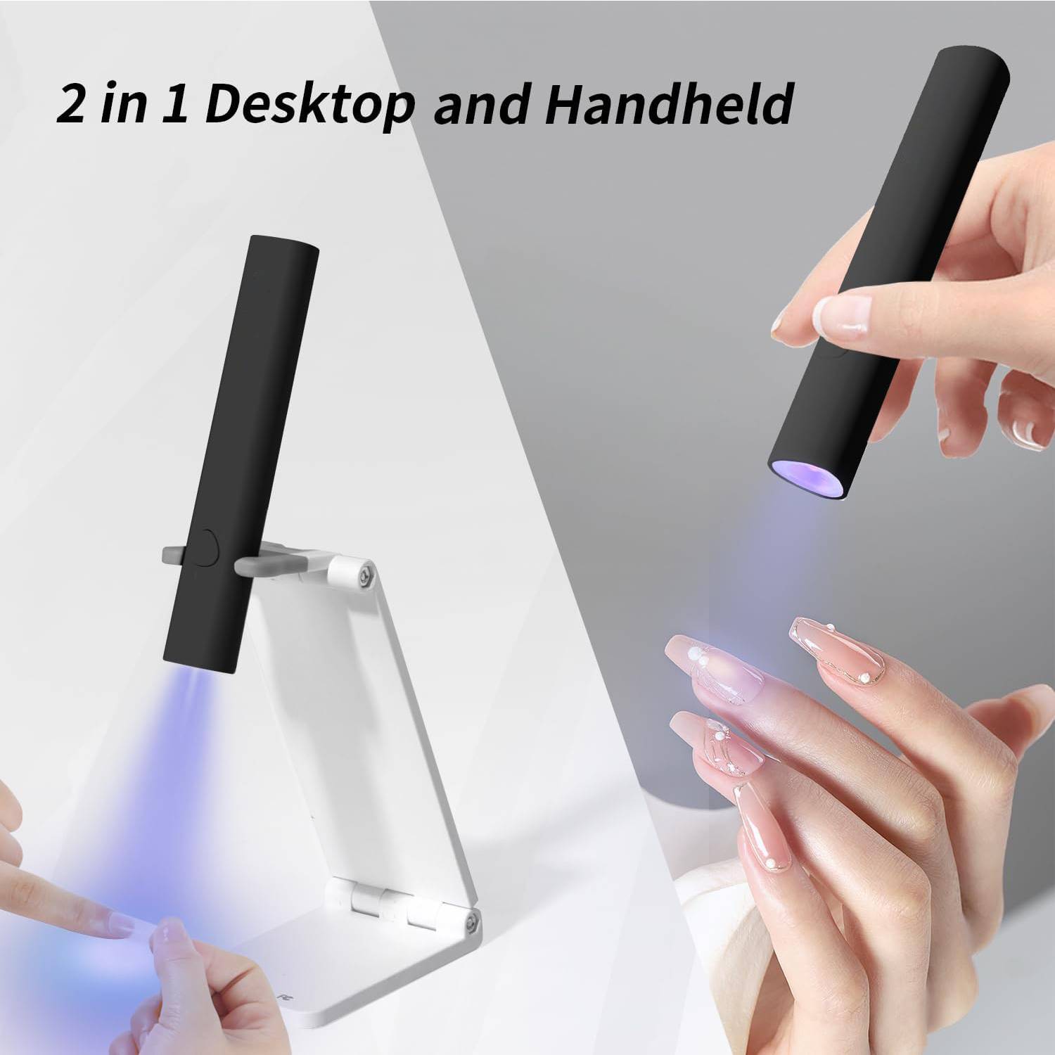 Mini UV LED Nail Lamp Handheld With Stand, Portable Nail Dryer USB Cordless