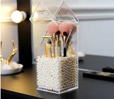 Transparent acrylic makeup brush storage bucket - Opaline Glam Beauty