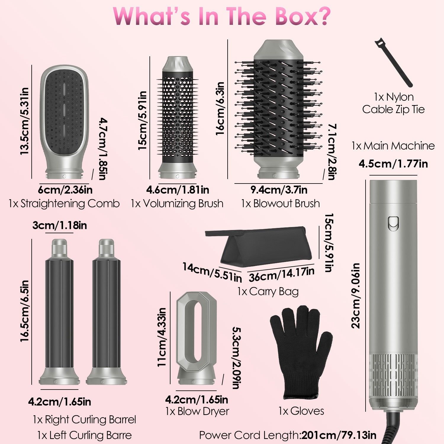 1Pc 6 In 1 Hot Air Styler Volumizer Straightener Curler Dryer Automatic Wrap Styler - Opaline Glam Beauty