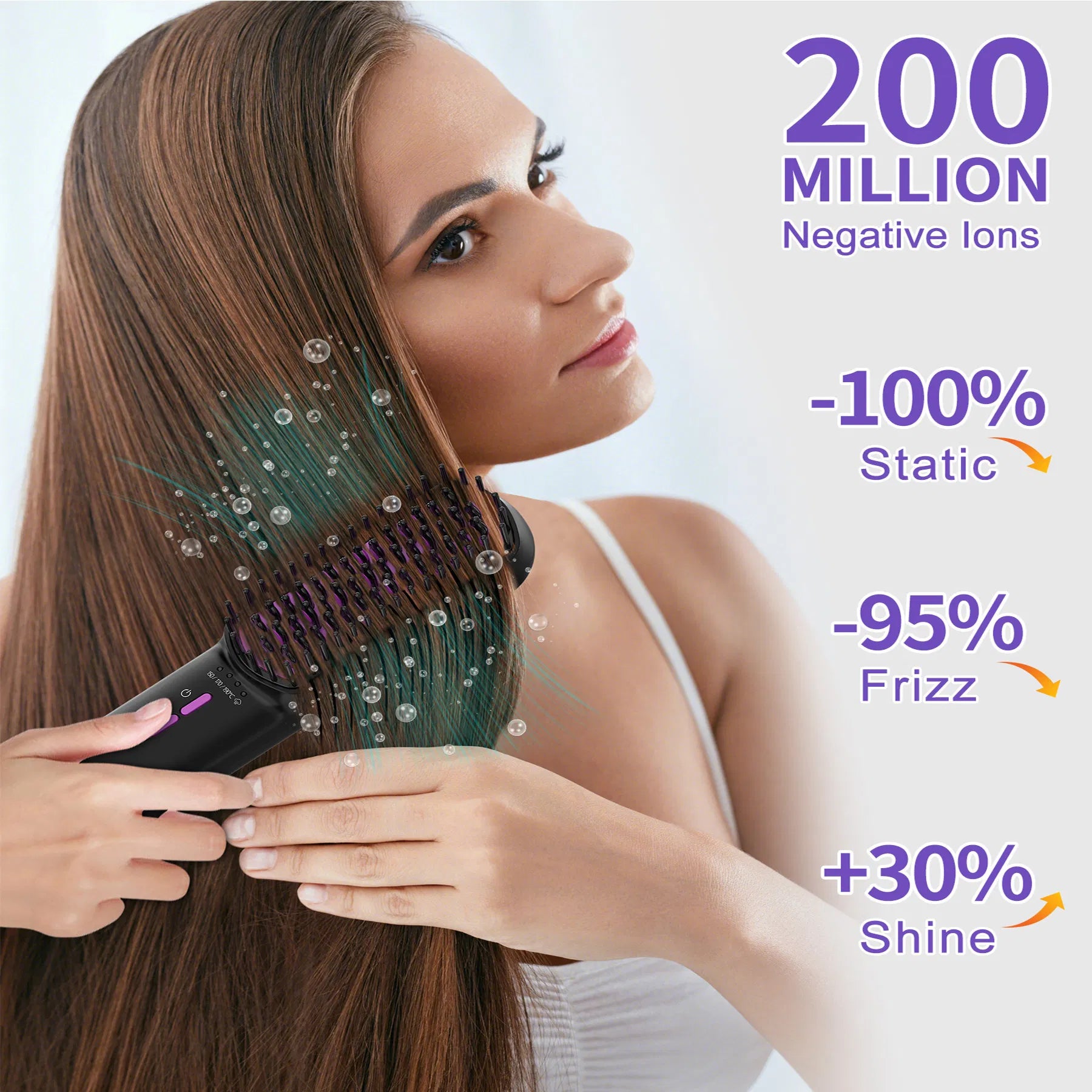 Hair Straightener Brush with Ionic & Steam Technology – Home & Salon Use - Opaline Glam Beauty