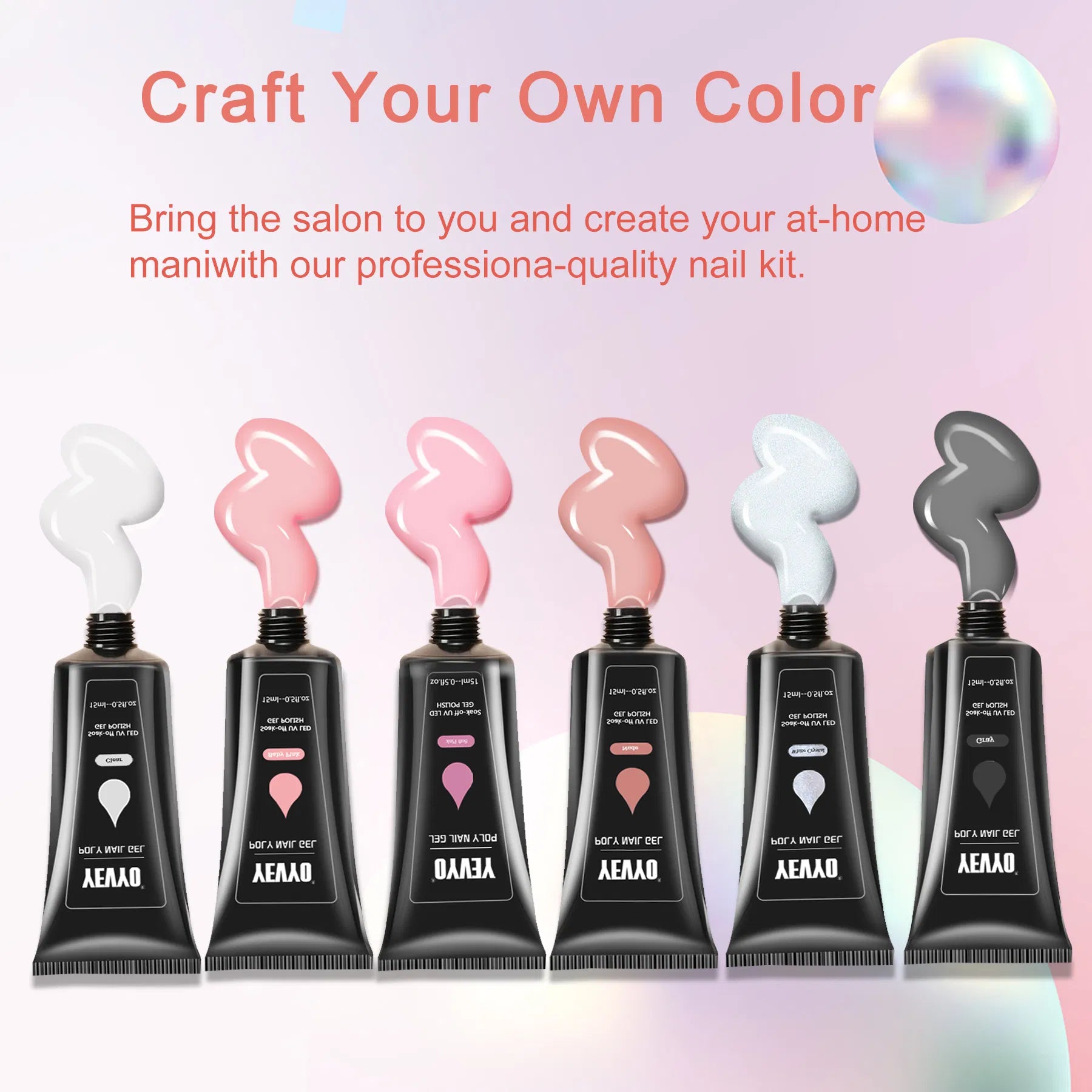 6-Pc Poly Gel Nail Kit – UV Lamp, Brushes & Forms - Opaline Glam Beauty