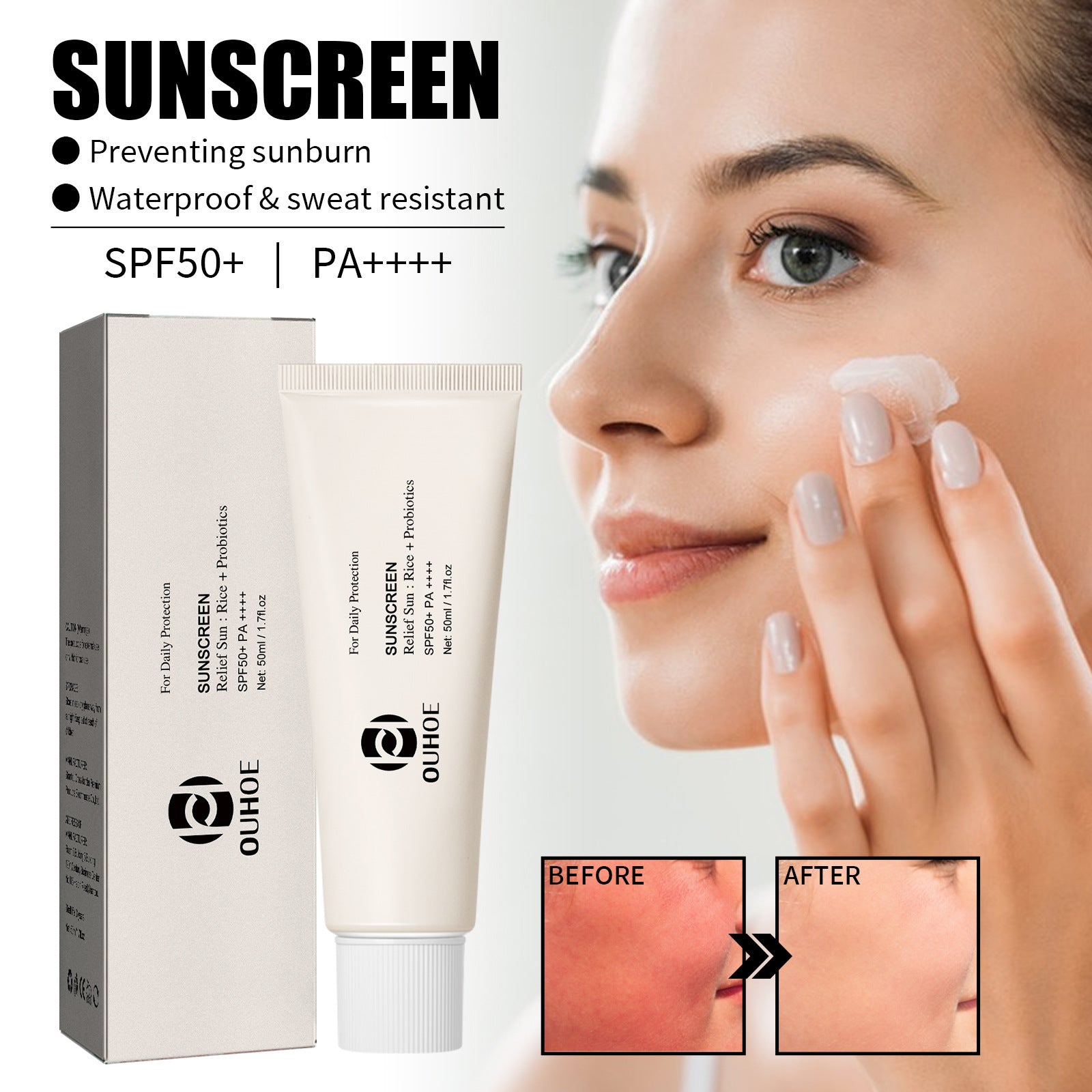 OUHOE Rice Probiotic UV Moisturizing Face Cream