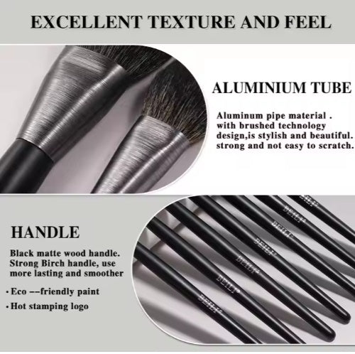 BEILI 10-Piece Wood Handle Makeup Brush Set