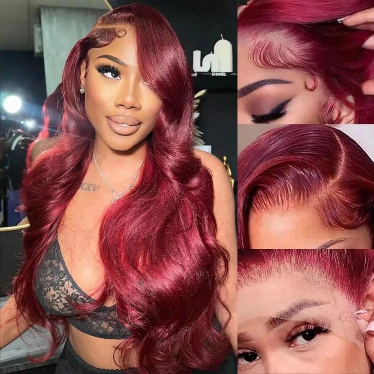 250% Burgundy 13x6 Hd Lace Frontal 99J Human Hair Wig Body Wave Lace Front Human Hair Wigs 30 40 Inch Brazilian Colored Red Wig - Opaline Glam Beauty
