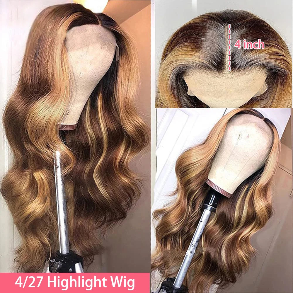 Honey Blonde Highlight Body Wave Lace Front Wig - Opaline Glam Beauty