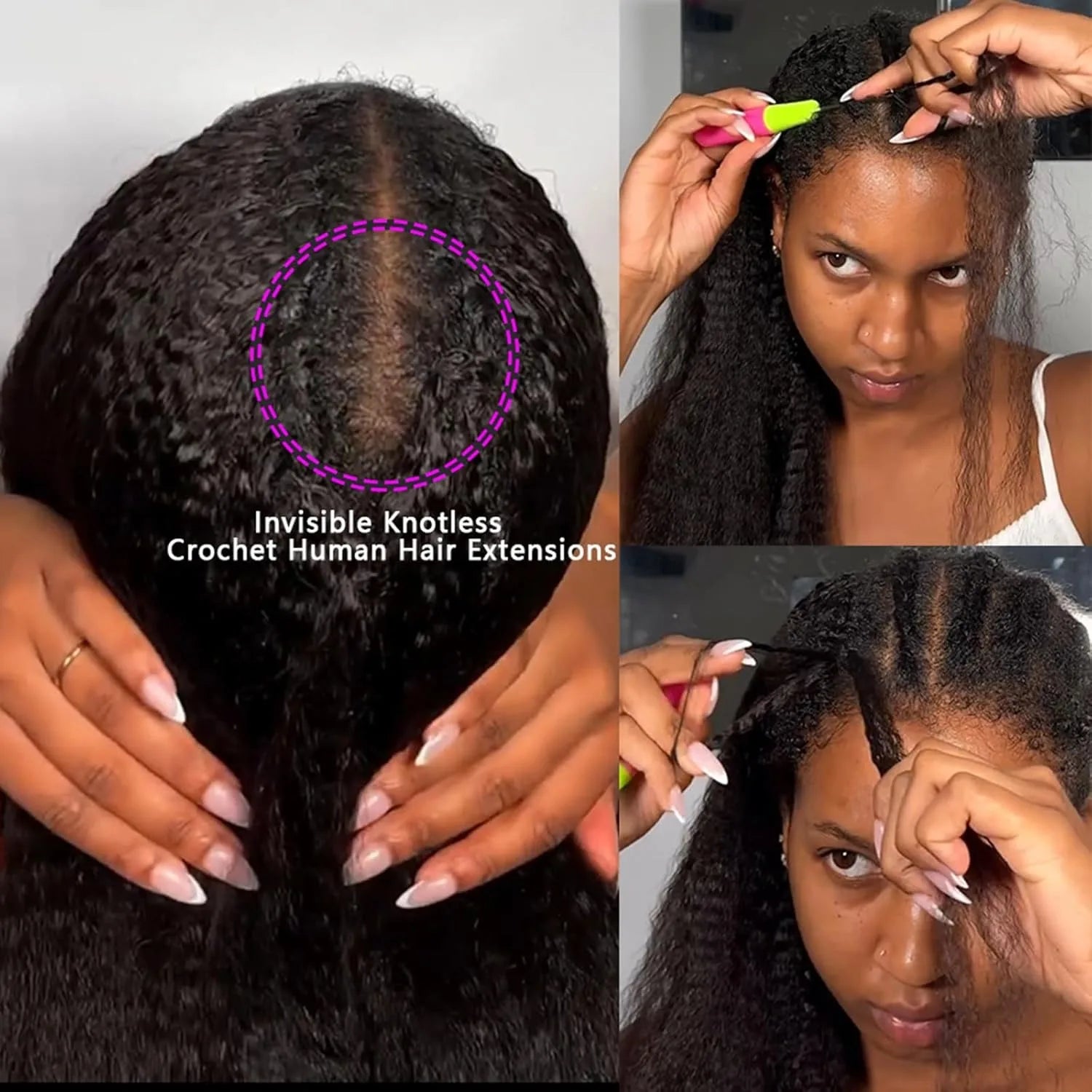 100% Human Hair Kinky Straight Crochet Extensions - Opaline Glam Beauty