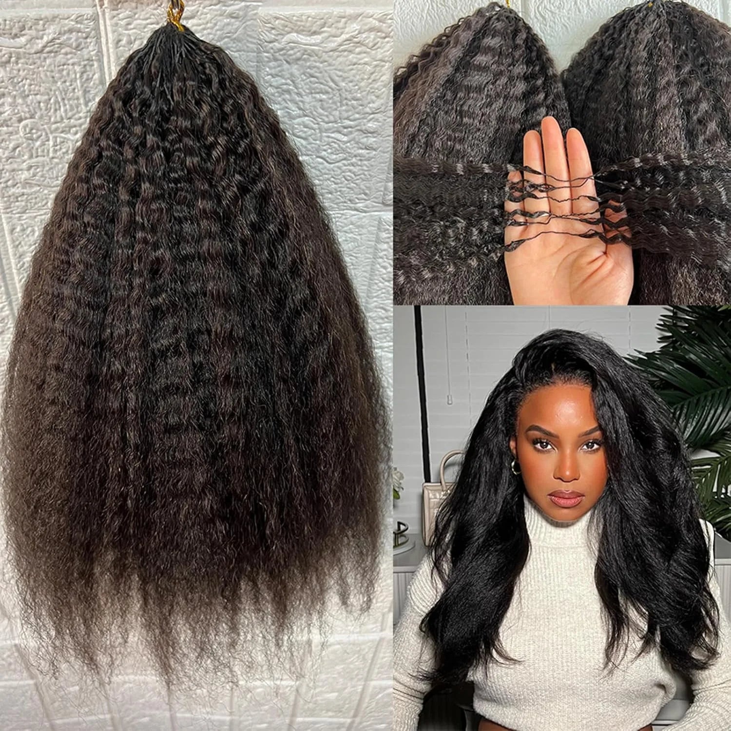 100% Human Hair Kinky Straight Crochet Extensions - Opaline Glam Beauty