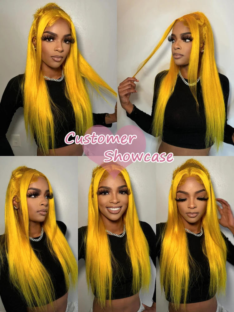 220 Density Light Yellow Straight 13x6 HD Lace Frontal Wigs 100% Human Hair Brazilian 613 Golden Colored Remy Wig Pre Plucked 40 - Opaline Glam Beauty