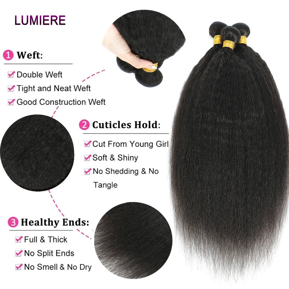 Kinky Yaki Straight Virgin Hair Bundles - Opaline Glam Beauty
