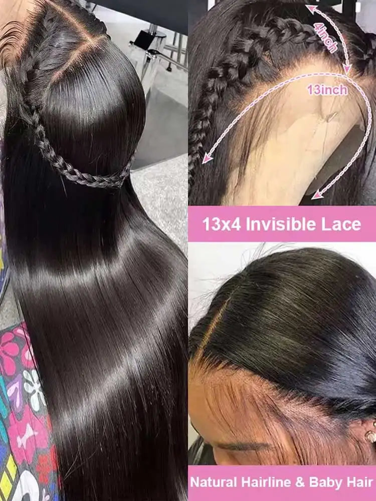 40–42 Inch Straight HD Lace Front Human Hair Wig for Women - Opaline Glam Beauty