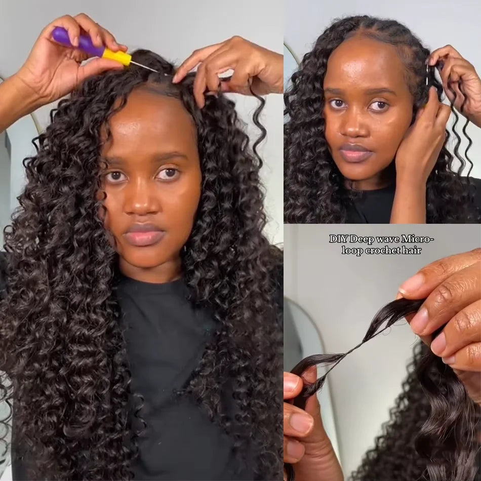 Deep Wave Feather Crochet Hair Extensions - Opaline Glam Beauty
