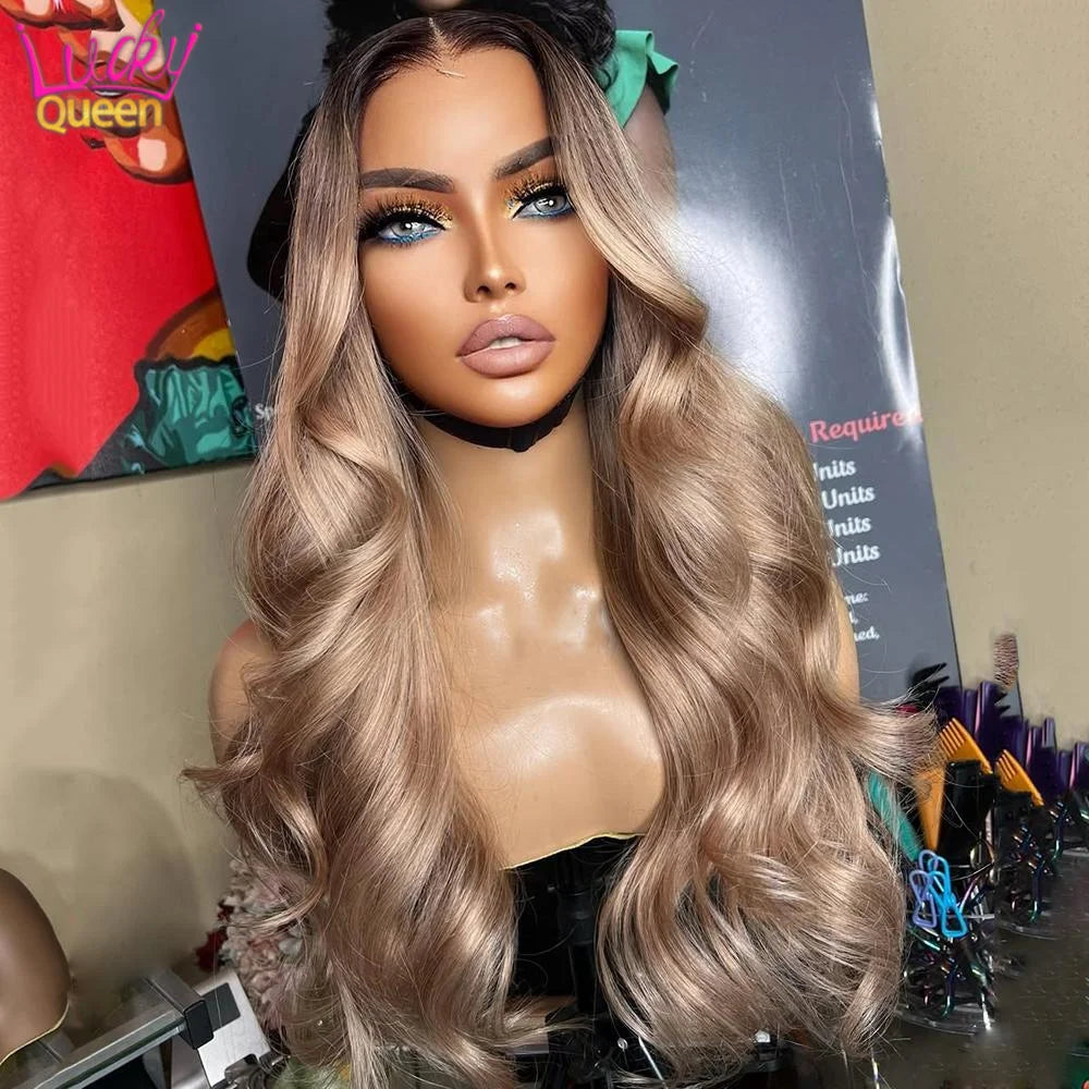 Ash Blonde Body Wave Human Hair Wig - Opaline Glam Beauty