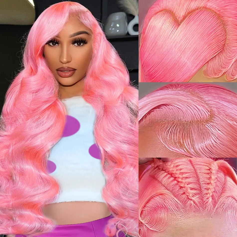 Pink Body Wave Human Hair Wig - Opaline Glam Beauty