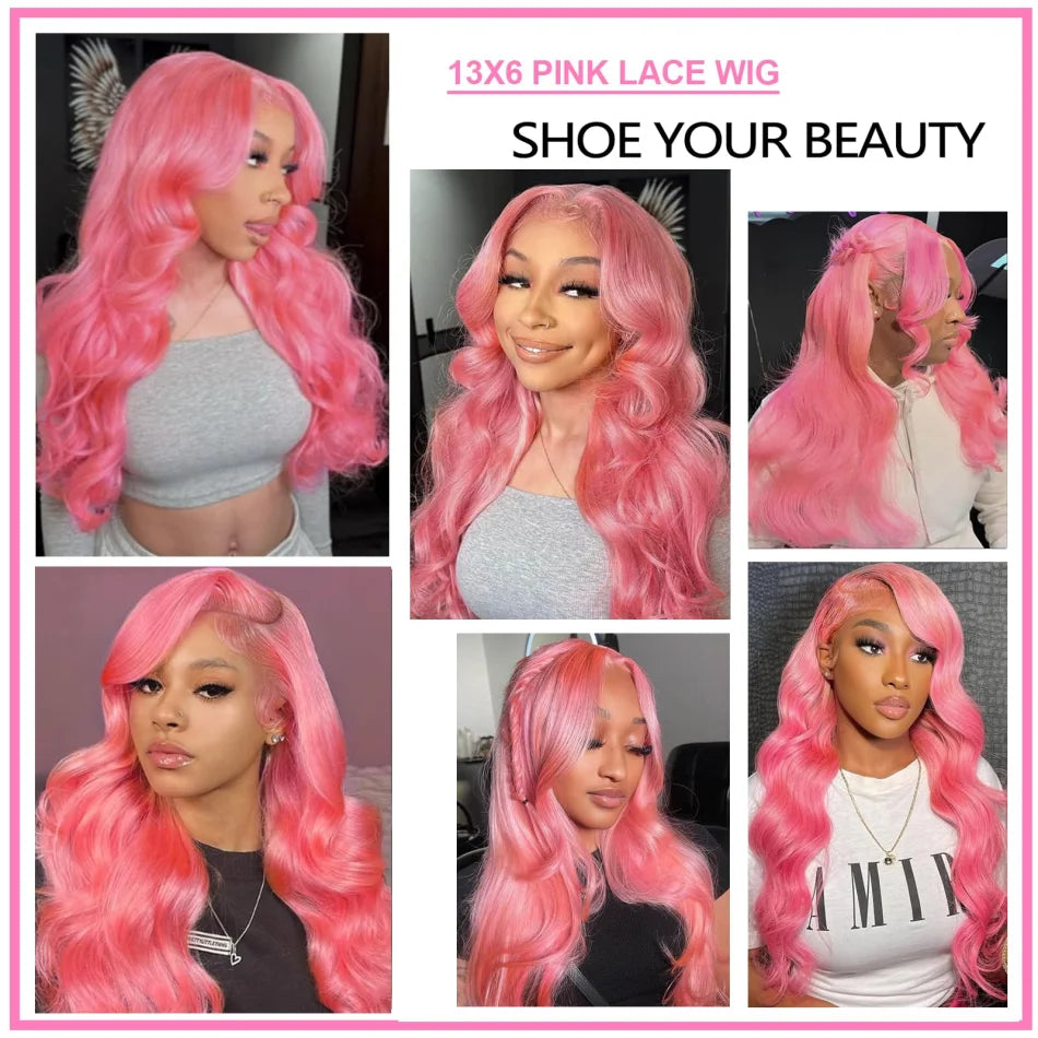 Pink Body Wave Human Hair Wig - Opaline Glam Beauty