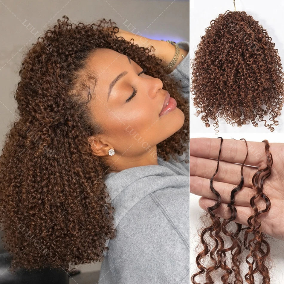 12A Dark Brown Kinky Curly Crochet Hair Extensions - Opaline Glam Beauty