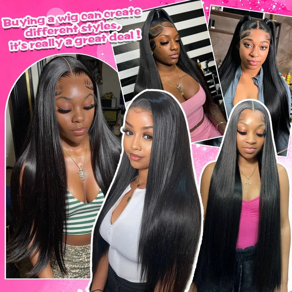 250% Density Bone Straight Glueless HD Lace Front Wig - Opaline Glam Beauty