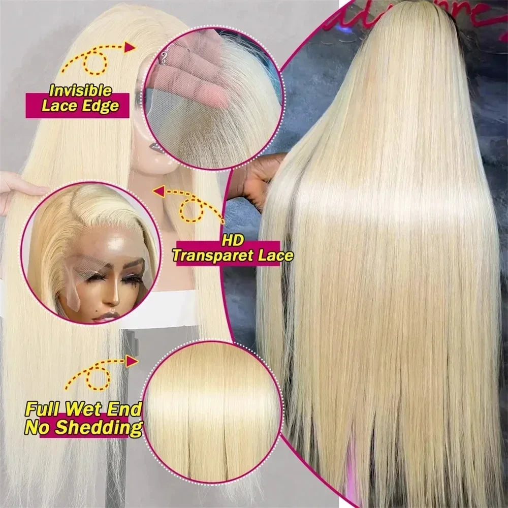 Rosslyn 613 Blonde Straight HD Lace Front Brazilian Human Hair Wig - Opaline Glam Beauty
