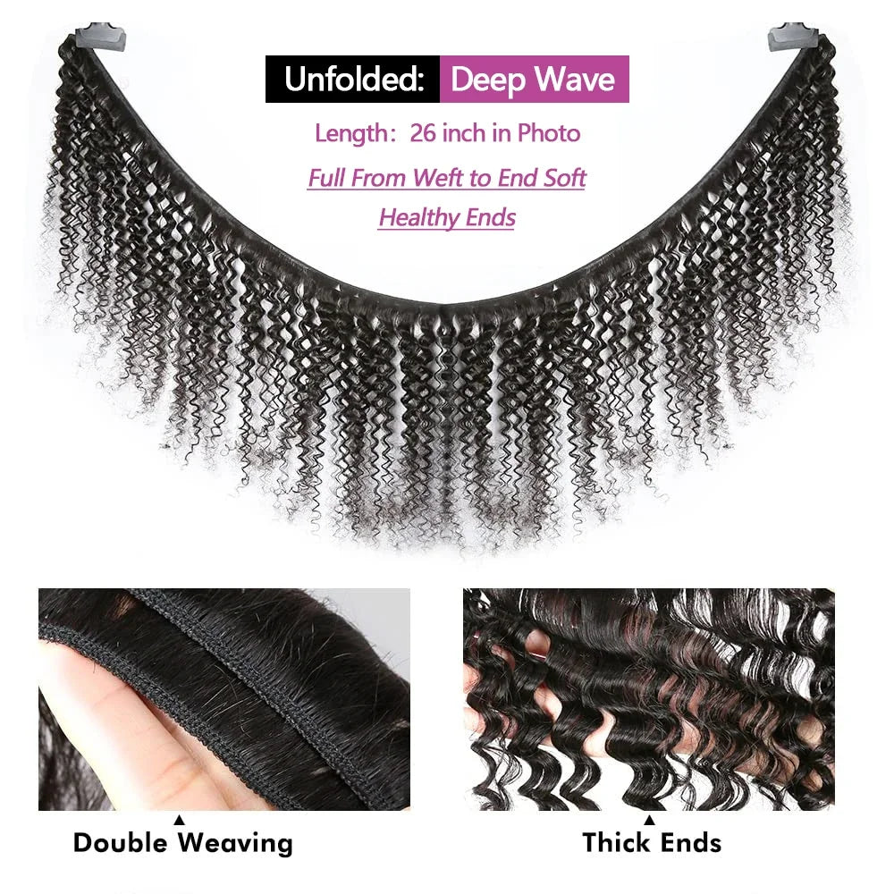 Deep Wave Brazilian Human Hair Bundles - Opaline Glam Beauty