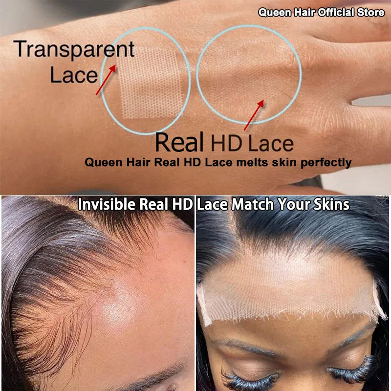 Queen Hair HD Bob Wig Bone Straight HD 4x4 5x5 6x6 Closure Wig HD 13x6 13x4 Full Frontal Bob Wig 100% Raw Human Hair Pre-plucked - Opaline Glam Beauty