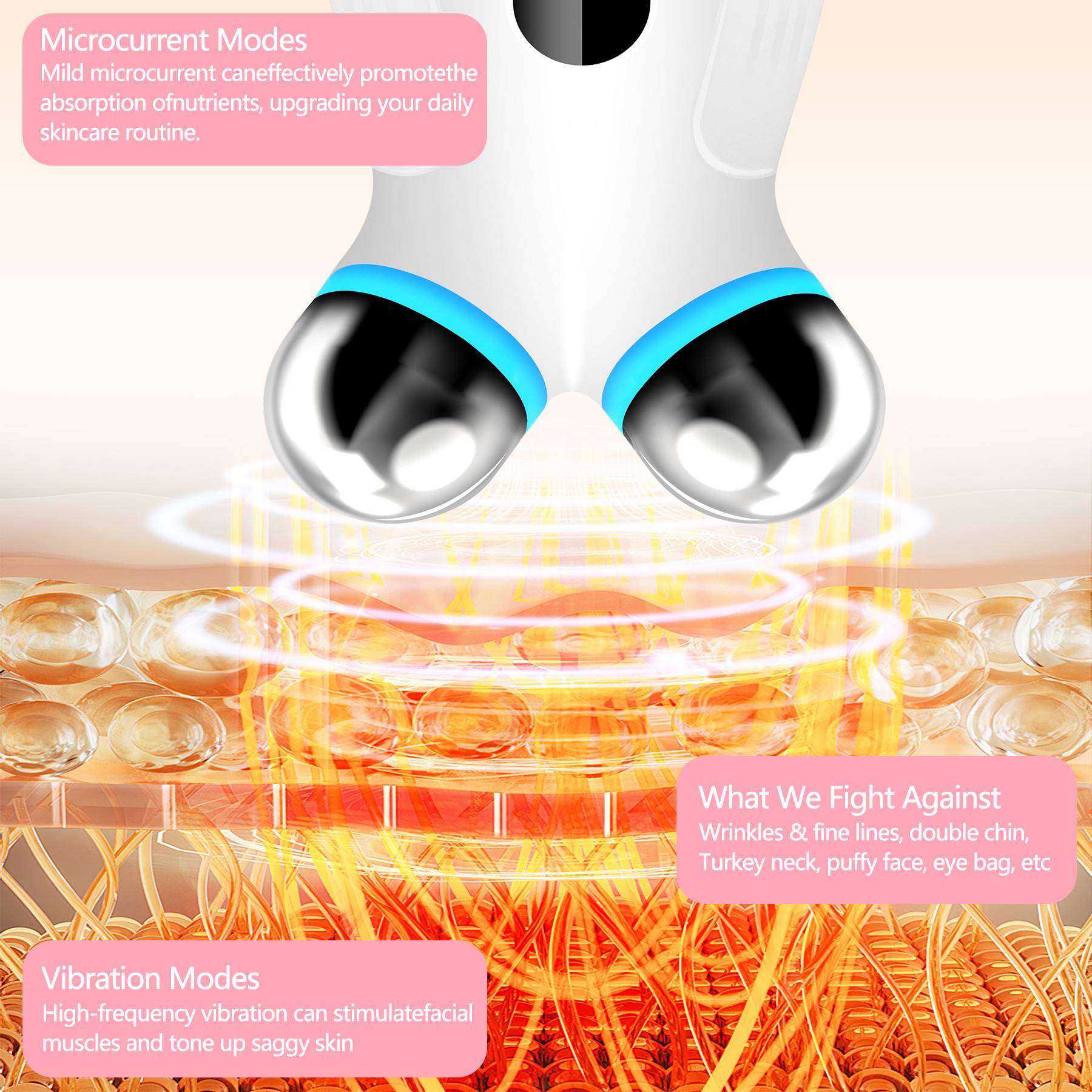 Anti Aging And Wrinkles Microcurrent Facial Device, Boost Skin Care Absorption - Opaline Glam Beauty