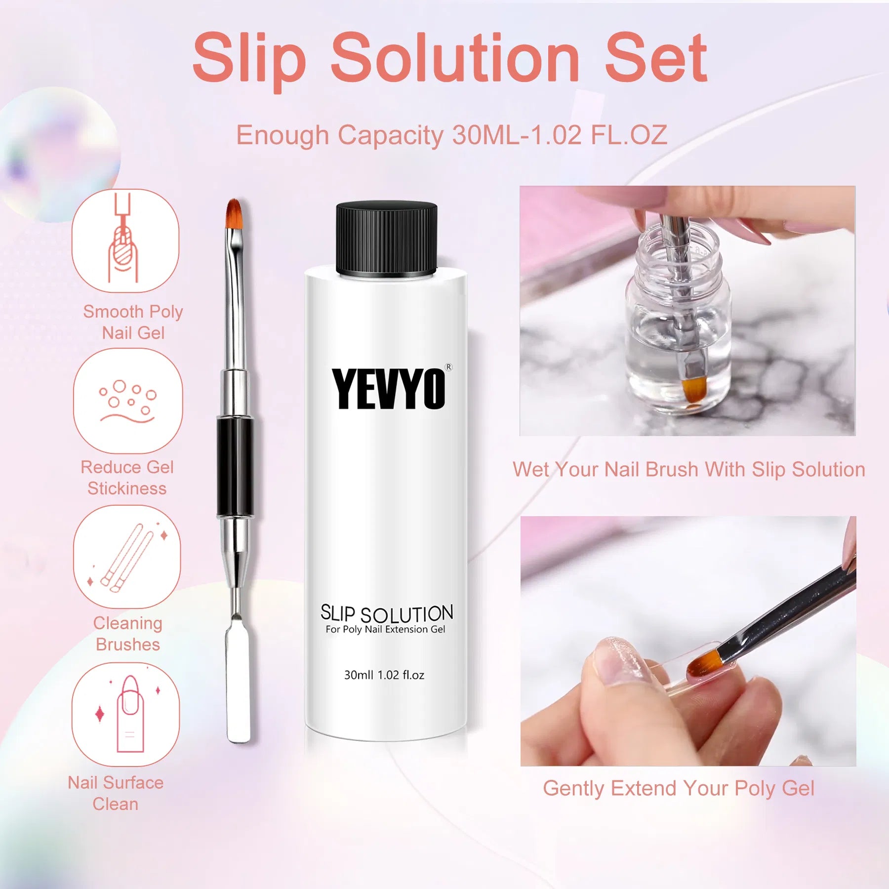 6-Pc Poly Gel Nail Kit – UV Lamp, Brushes & Forms - Opaline Glam Beauty