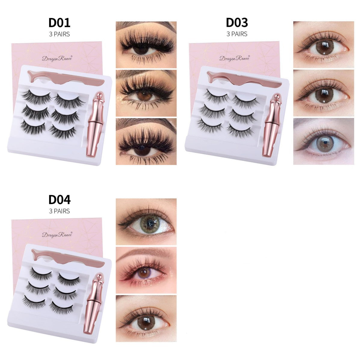 Natural Long Lasting Magnetic Liquid Eyeliner & Magnetic False Eyelashes & Tweezer Set Make up Set - Opaline Glam Beauty