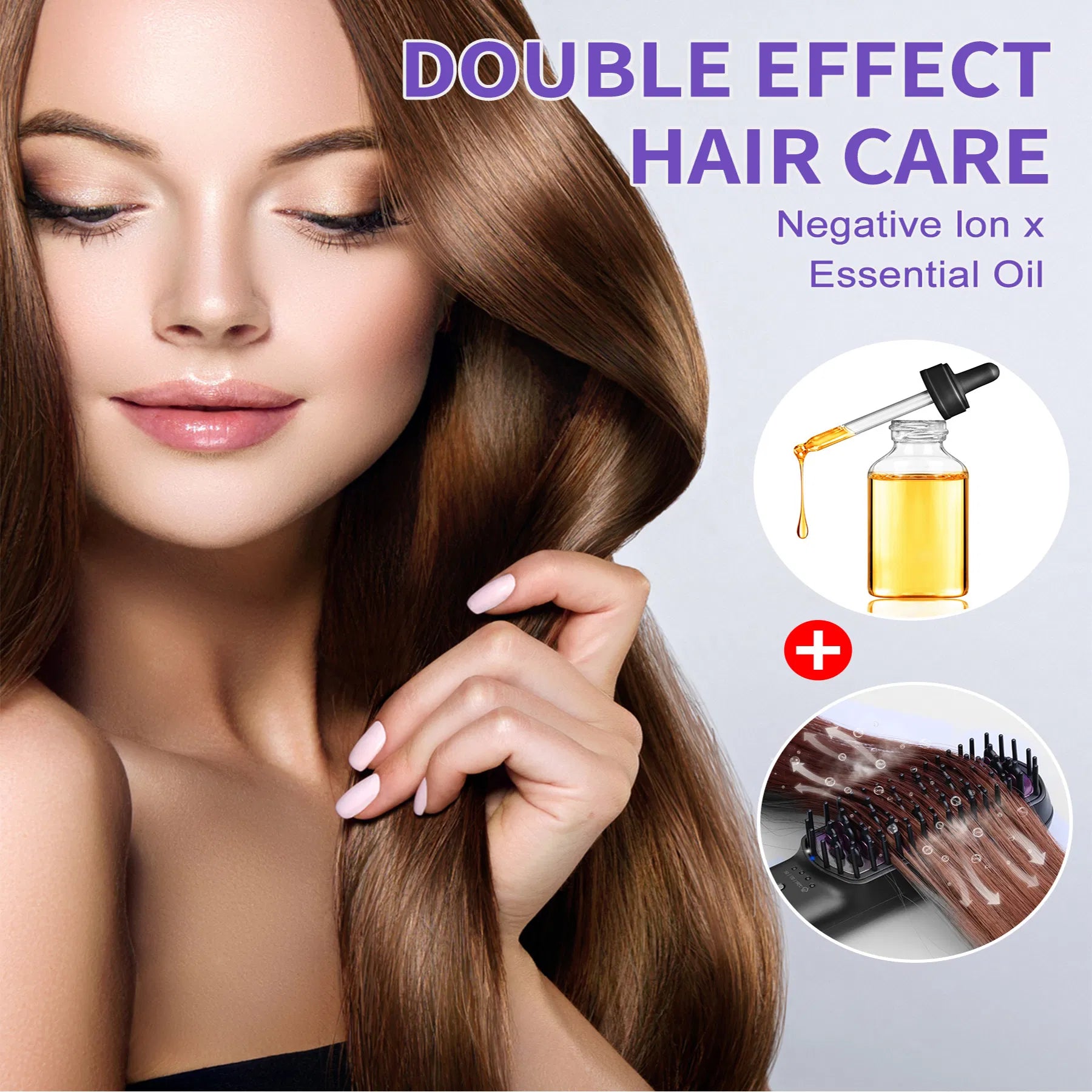 Hair Straightener Brush with Ionic & Steam Technology – Home & Salon Use - Opaline Glam Beauty