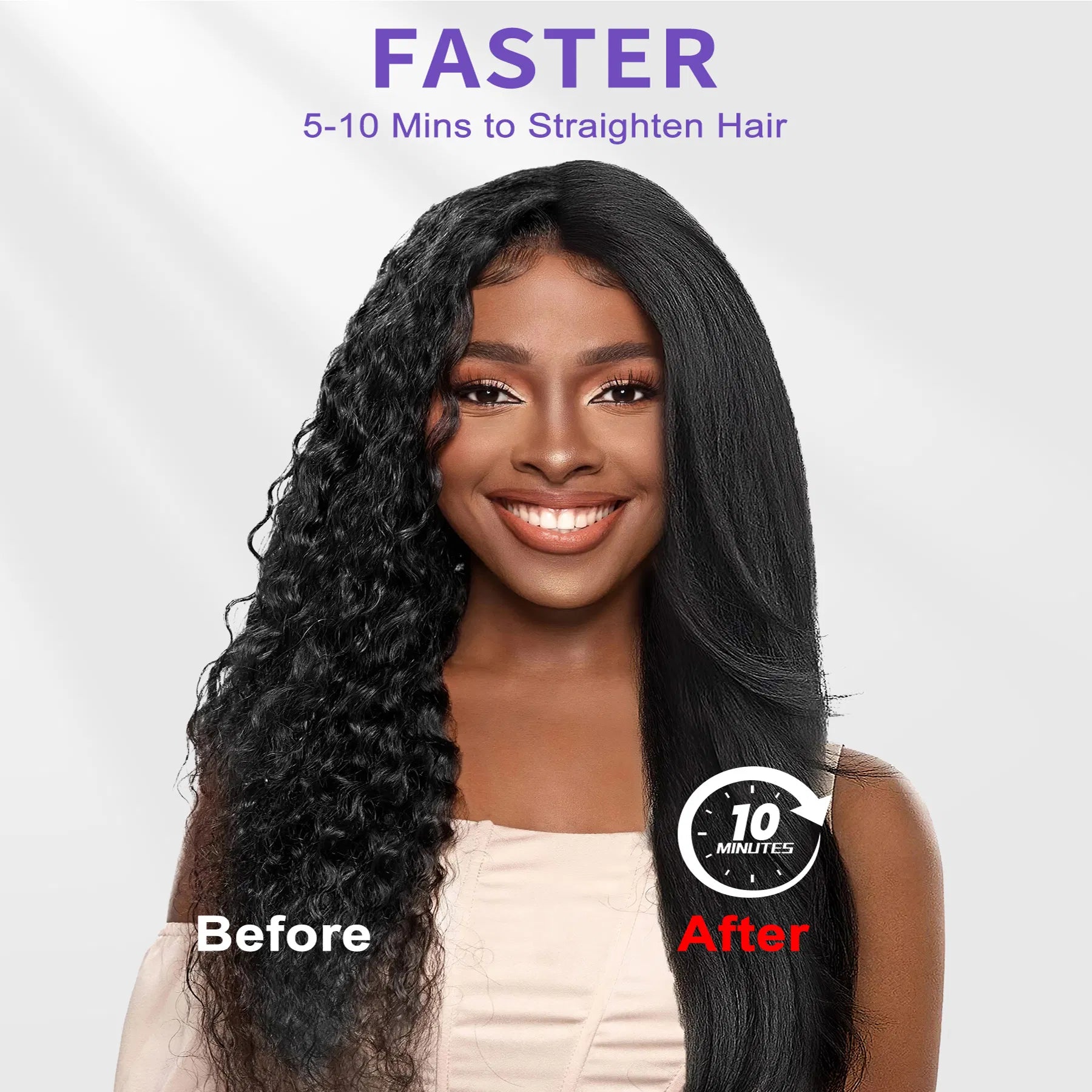 Hair Straightener Brush with Ionic & Steam Technology – Home & Salon Use - Opaline Glam Beauty