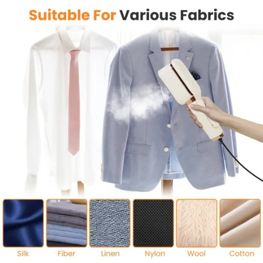 Travel Clothes Steamer with 180° Rotating Head & Flat Iron