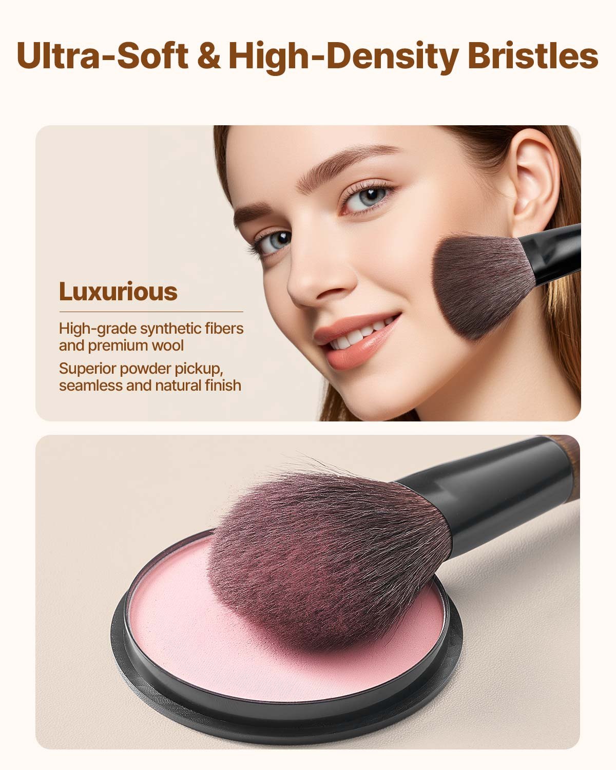 9-Piece Vegan Makeup Brush Set with Storage Bag