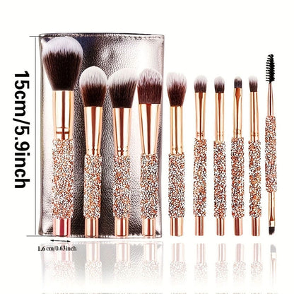 10-Piece Luxury Crystal Diamond Makeup Brush Set