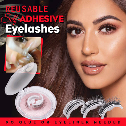 Reusable 3D Mink Lashes Natural False Eyelashes Self Adhesive
