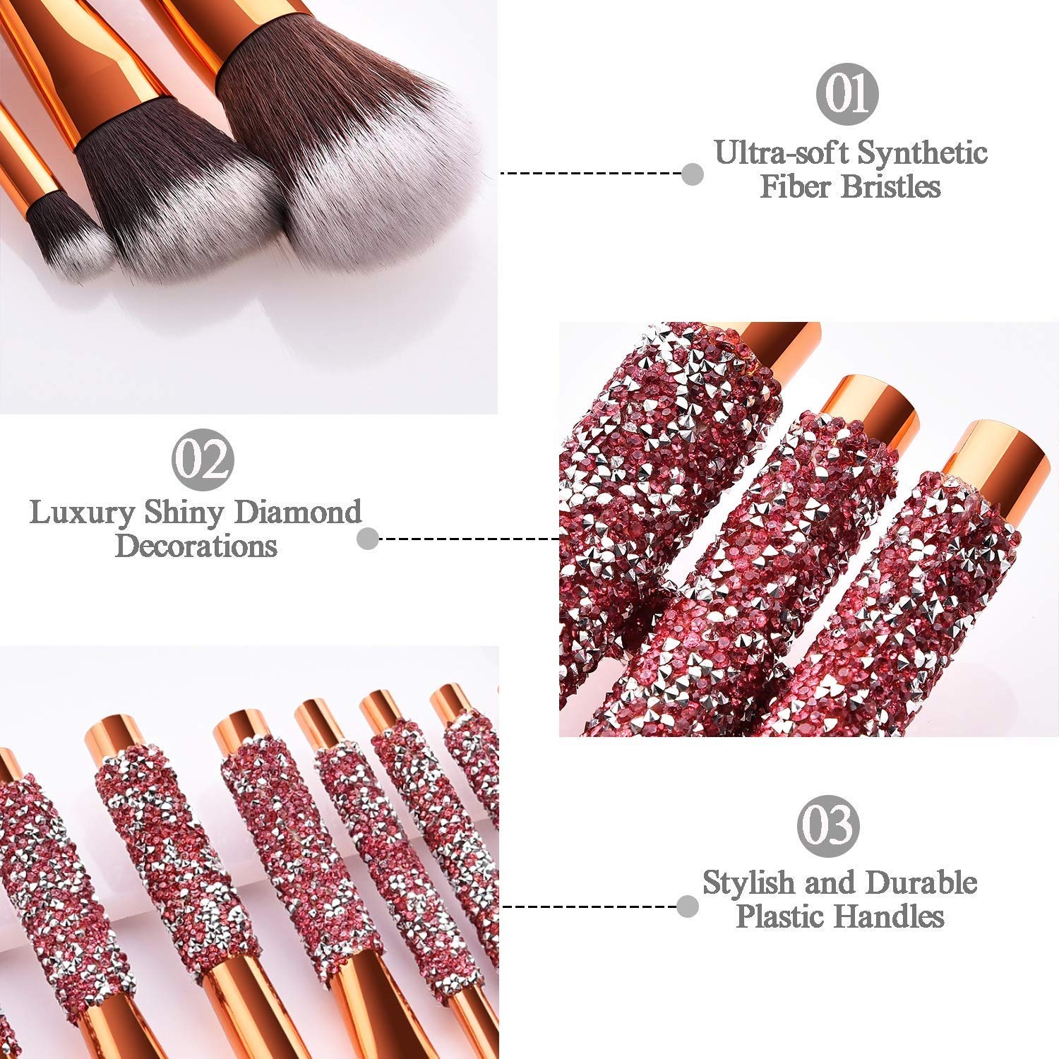 10-in-1 Diamond Inlaid Handmade Makeup Brush