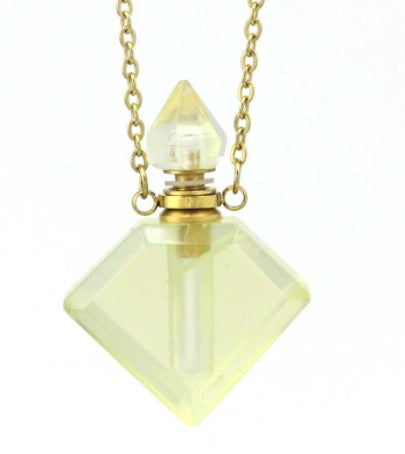 Natural Crystal Diamond Perfume Bottle Aromatherapy Bottle Necklace Pendant