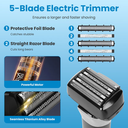 Electric Foil Face Shaver 5-Blade Electric Razor For Men