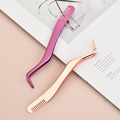 Eyelash With Comb Aid Metal Tweezers Beauty Tools - Opaline Glam Beauty