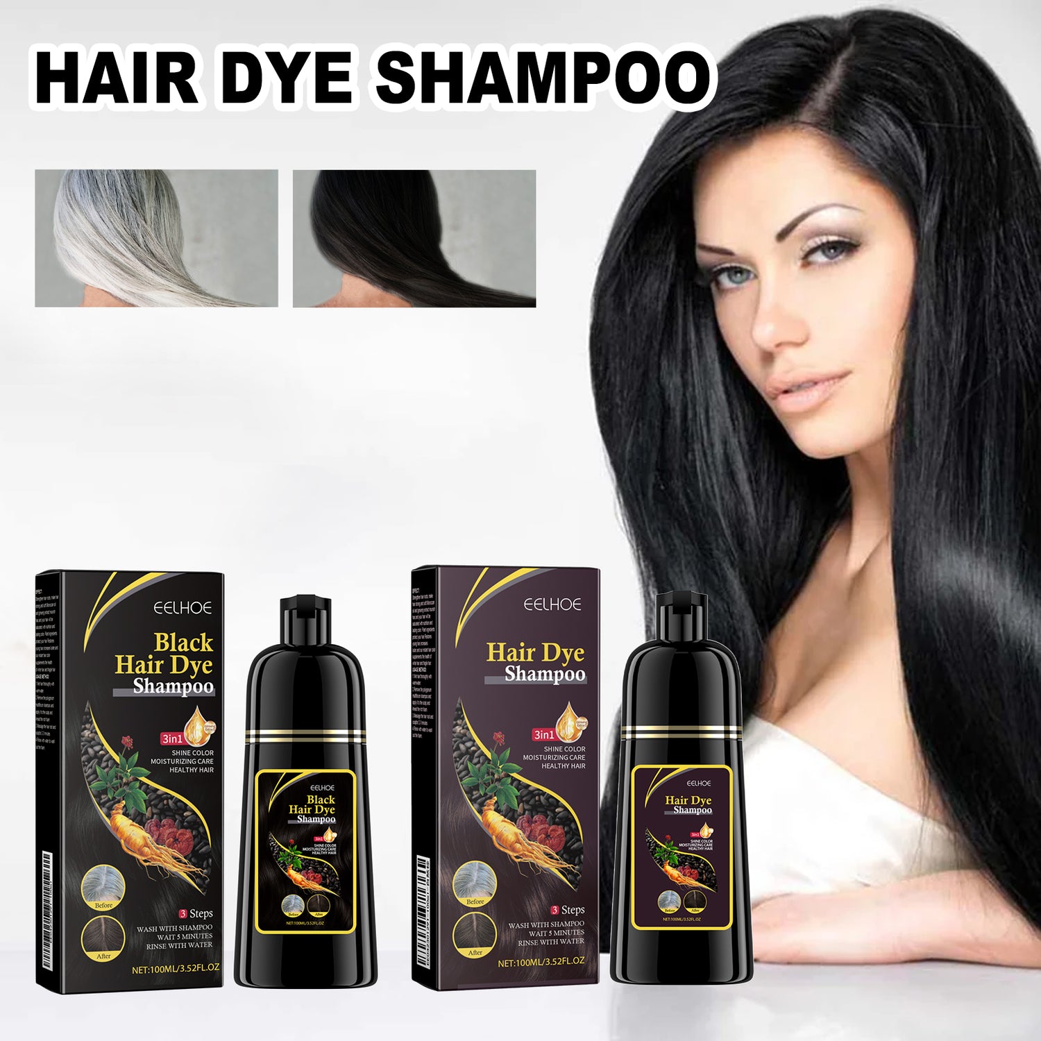 EELHOE Black Hair Shampoo Polygonum Multiflorum Essence Moisturizing