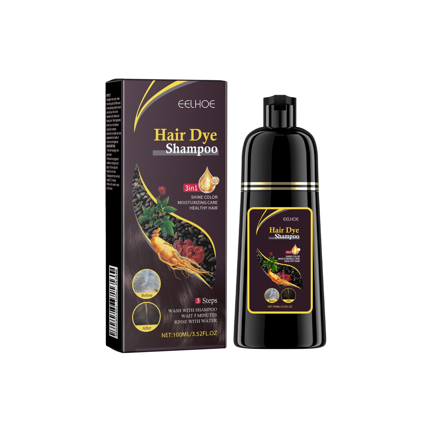EELHOE Black Hair Shampoo Polygonum Multiflorum Essence Moisturizing