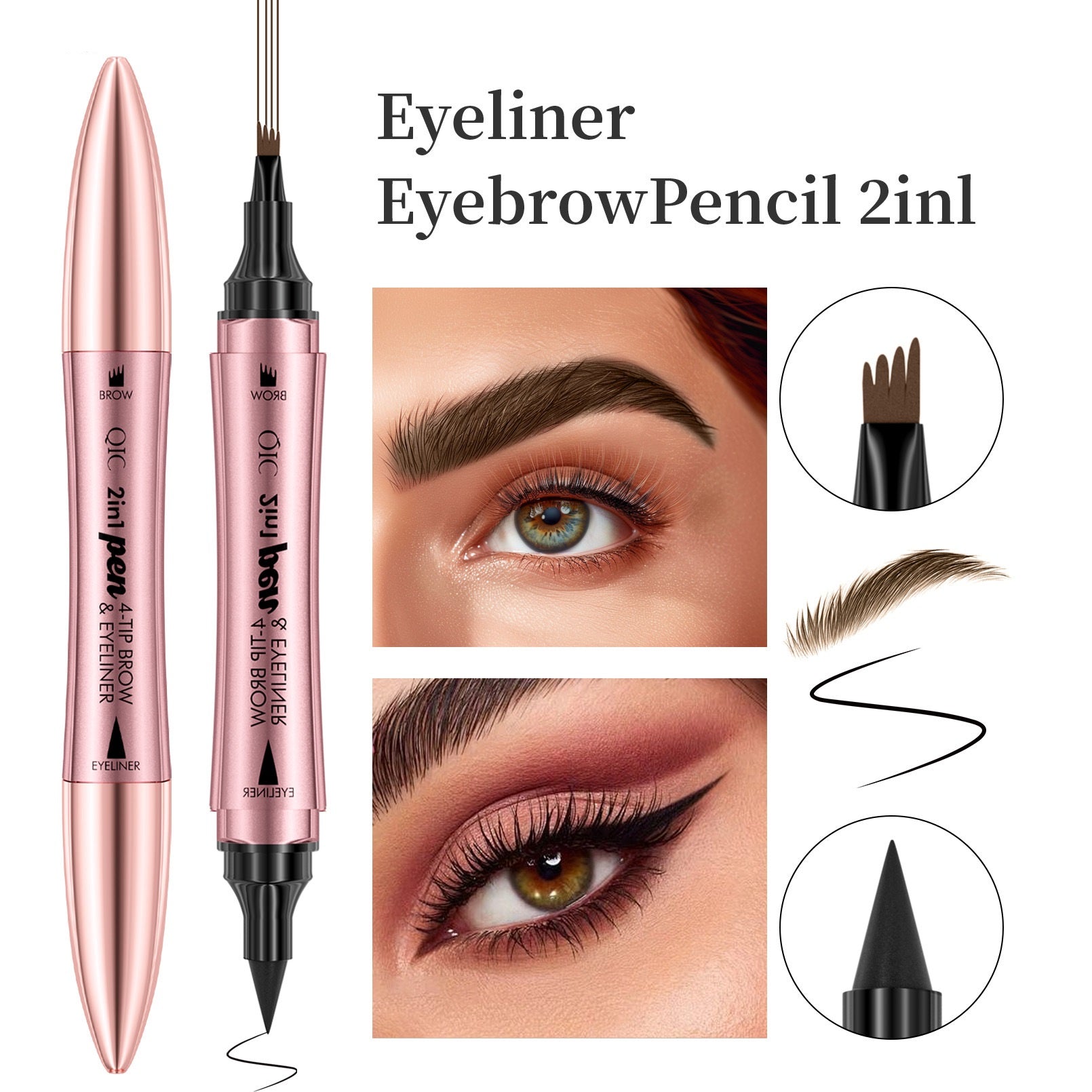 Double-headed 3D Micro-carved Liquid Four-fork Eyebrow Pencil