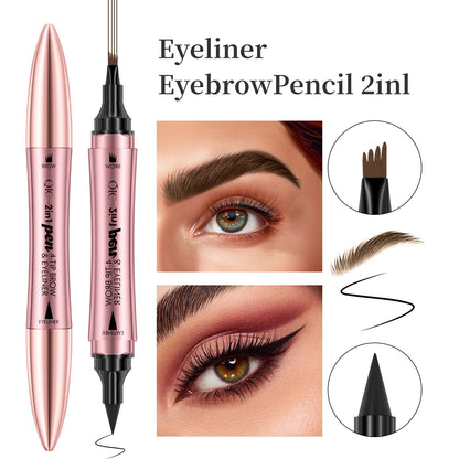 Double-headed 3D Micro-carved Liquid Four-fork Eyebrow Pencil
